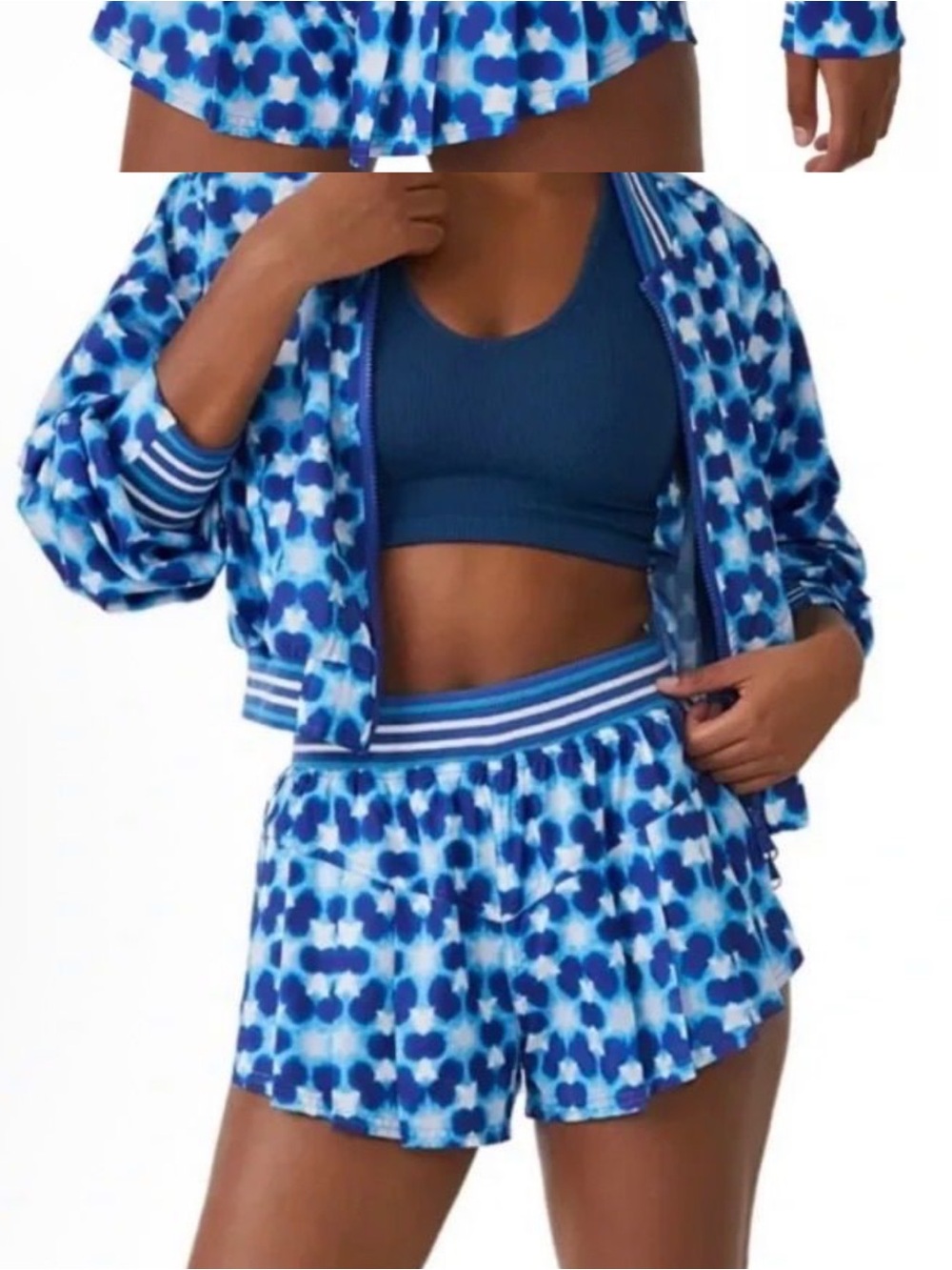 FP Movement by Free People Blue Tennis Shorts with Striped Waistband